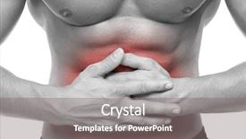  Presentation with stomach - Beautiful PPT theme featuring pancreas - young man holding his stomach backdrop and a gray colored foreground