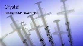  Presentation with insulin - Beautiful slide set featuring pancreatic - group of insulin syringes backdrop and a light blue colored foreground