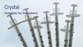  Presentation with insulin - Beautiful presentation design featuring pancreatic - insulin syringes backdrop and a sky blue colored foreground