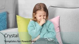  Presentation with esami medie girl power - Colorful presentation design enhanced with pandemic - small ill girl on couch backdrop and a light blue colored foreground