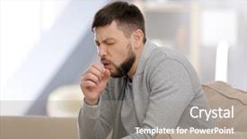  Presentation with 3d man sitting question mark - Amazing PPT theme having pandemic - young ill man sitting backdrop and a gray colored foreground