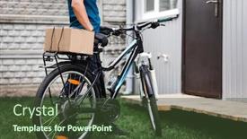  Presentation with food delivery - PPT layouts having pandemic-home-delivery-of-food background and a tawny brown colored foreground