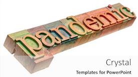  Presentation with covid coronavirus - Slide deck having pandemic-isolated-word-in-letterpress background and a white colored foreground