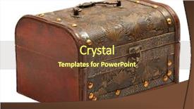  Presentation with chest - Slide deck consisting of pandoras box - old chest isolated on white background and a tawny brown colored foreground