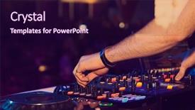  Presentation with remote - Slide deck with panel beating - dj hands on the remote background and a wine colored foreground