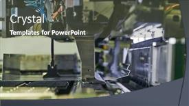  Presentation with metal forming - Amazing PPT theme having panel-bending-machine-at-work backdrop and a dark gray colored foreground
