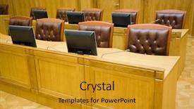  Presentation with microphones - Presentation enhanced with panel discussion - conference halls with magnificent leather background and a  colored foreground