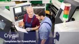  Presentation with information - Beautiful PPT theme featuring panel discussion - senior engineer explaining to his backdrop and a ocean colored foreground