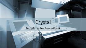  Presentation with printing press - PPT theme having panel in the modern printing background and a light blue colored foreground