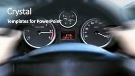  Presentation with car racing - Audience pleasing PPT theme consisting of speed racing - car panel instrument speedometer backdrop and a tawny brown colored foreground