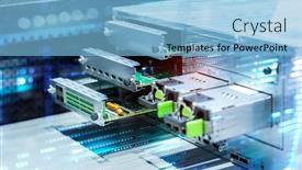  Presentation with data center - Cool new presentation design with panel-modern-servers backdrop and a light blue colored foreground