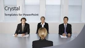  Presentation with job interview - Amazing slide deck having panel of business people conducting backdrop and a sky blue colored foreground