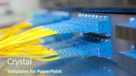  Presentation with network cabling - Slides featuring panel of fiber network switch background and a ocean colored foreground