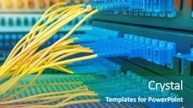  Presentation with fiber - PPT theme consisting of panel of fiber network switch background and a ocean colored foreground