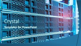  Presentation with servers - Audience pleasing presentation design consisting of panel-of-modern-servers backdrop and a ocean colored foreground