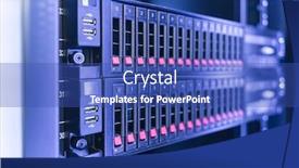  Presentation with data center - Amazing slide deck having panel-of-modern-servers backdrop and a ocean colored foreground