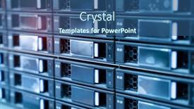 Presentation with data center - PPT theme with panel-of-modern-servers background and a ocean colored foreground