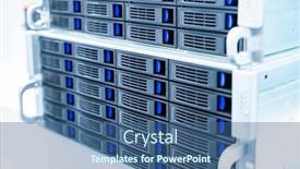  Presentation with data center - Slide deck enhanced with panel-of-modern-servers background and a  colored foreground