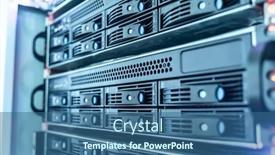  Presentation with data center - Slide set consisting of panel-of-modern-servers background and a ocean colored foreground