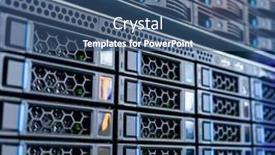  Presentation with servers - PPT theme enhanced with panel-of-modern-servers background and a ocean colored foreground
