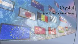  Presentation with earth eye - PPT theme consisting of panel with flags and earth background and a teal colored foreground