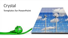  Presentation with solar wind energy - Amazing slide deck having panel with green electric plug backdrop and a white colored foreground