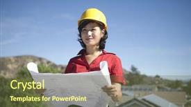  Presentation with solar pump - PPT theme having squadron - old disused military hangar background and a gray colored foreground