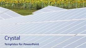  Presentation with solar energy - Audience pleasing slide deck consisting of solar panels with the sunny backdrop and a sky blue colored foreground