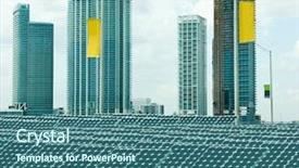  Presentation with solar panels - Slides enhanced with panels in the modern city background and a ocean colored foreground