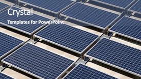  Presentation with photovoltaic - Audience pleasing presentation theme consisting of panels on a concrete rooftop backdrop and a ocean colored foreground