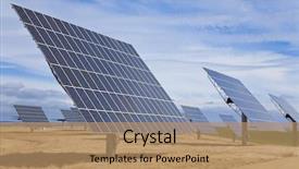  Presentation with solar panels - Slides consisting of panels providing alternative green energy background and a coral colored foreground