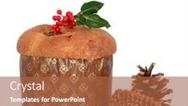  Presentation with christmas holly - PPT layouts featuring panetone-italian-christmas-cake background and a red colored foreground