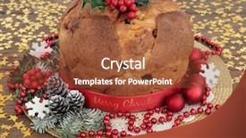  Presentation with gold stars - Slide deck with panettone christams cake with holly background and a tawny brown colored foreground