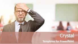  Presentation with teacher attendance - Presentation featuring panic gesture overwhelmed at classroom background and a coral colored foreground