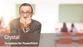  Presentation with panic disorder - PPT theme enhanced with panic gesture overwhelmed at classroom background and a violet colored foreground