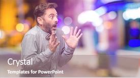  Presentation with man head in hands - PPT theme with panic shouting at night club background and a gray colored foreground