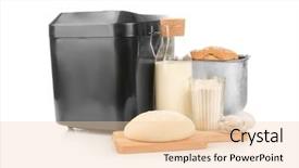  Presentation with fresh bread subway food - Slide set consisting of panifica - bread machine fresh loaf background and a  colored foreground