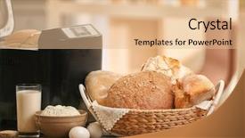  Presentation with fresh bread subway food - PPT layouts featuring panifica - composition with fresh loaves bread background and a coral colored foreground