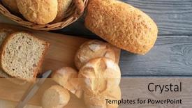  Presentation with cutting board - Audience pleasing slide deck consisting of panifica - delicious bread on cutting board backdrop and a yellow colored foreground