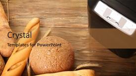  Presentation with machine - PPT theme enhanced with panifica - fresh homemade bread baguettes background and a  colored foreground