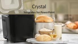  Presentation with pizza pasta dough for bread - PPT theme having panifica - wooden board with dough background and a coral colored foreground