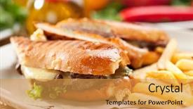  Presentation with french fries - Slides having panini - italian sandwich with french background and a gold colored foreground