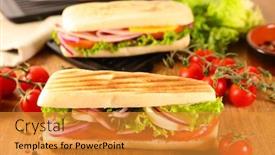  Presentation with onion - PPT layouts consisting of panini sandwich bread with tomato background and a gold colored foreground