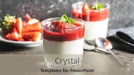  Presentation with dessert - Colorful PPT theme enhanced with panna-cotta-in-glass-panna backdrop and a light gray colored foreground