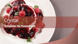  Presentation with syrup - PPT layouts with panna-cotta-with-berry-fruit background and a tawny brown colored foreground