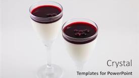  Presentation with currant - Presentation design consisting of panna cotta with fresh berry black currant and berry jam background and a white colored foreground