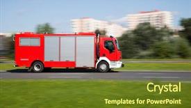  Presentation with fire truck - Amazing theme having panning image of a fire backdrop and a tawny brown colored foreground