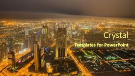  Presentation with dubai - Amazing presentation theme having panoram of night dubai backdrop and a tawny brown colored foreground