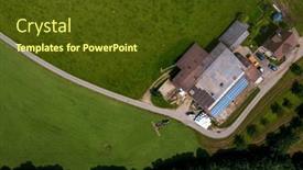  Presentation with green hills - Presentation with panorama-aerial-view background and a tawny brown colored foreground