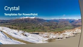 Presentation with queenstown - Slide deck enhanced with panorama and snow ski slope background and a ocean colored foreground